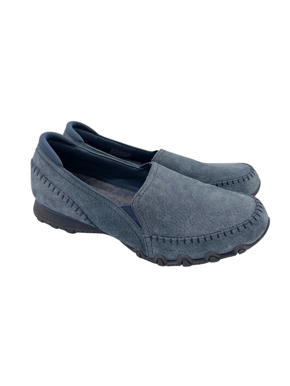 Skechers Women's Relaxed Fit Biker Alumni Slip On Shoes Size 8.5 Wide Blue Suede